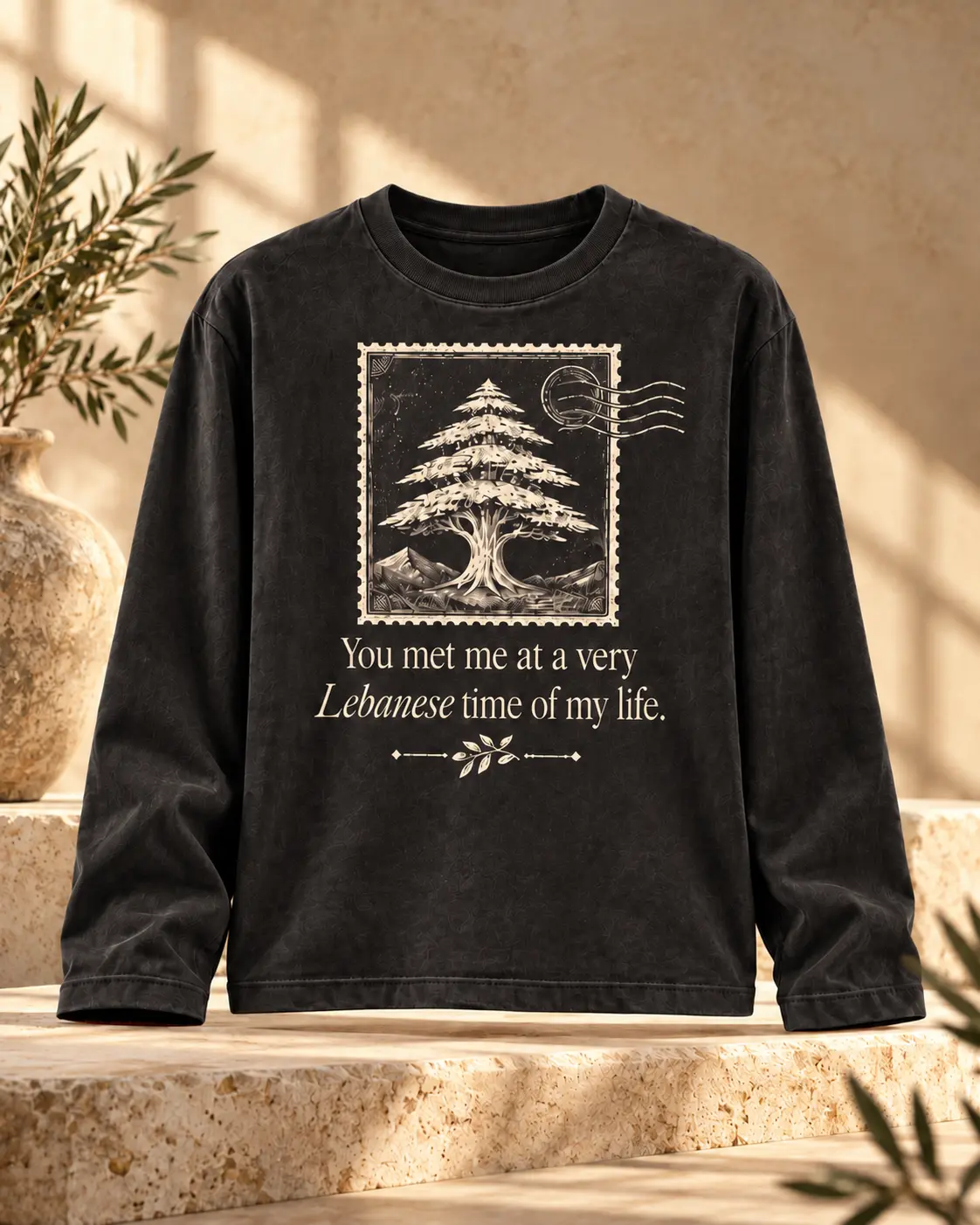 Front of the Beirut Kin washed black long sleeve